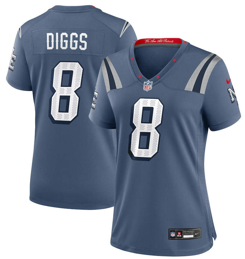 Women New England Patriots #8 Diggs Nike 2025 Rivalries blue Limited Jersey